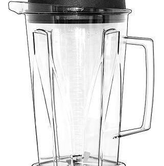 BPA free round 2L Omniblend mixing jug with lid and tamper